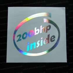 Your Text Inside Custom Text Silver Hologram Neo Mirror Chrome Car Window Bumper Sticker Decal