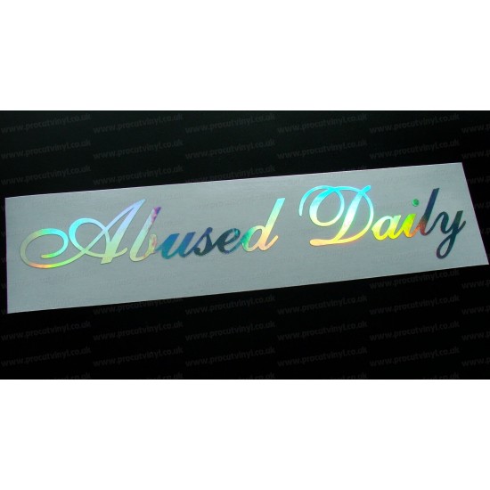 Abused Daily Silver Hologram Neo Mirror Chrome Car Window Bumper Sticker Decal