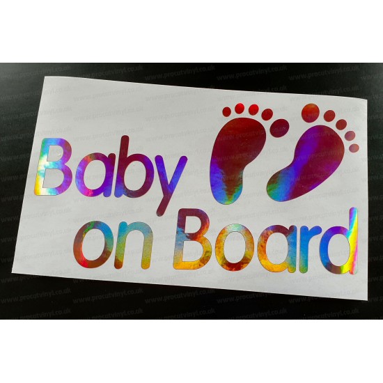 Baby On Board Rose Gold Pink Hologram Neo Mirror Chrome Car Window Bumper Sticker Decal