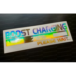 Boost Charging Gold Silver Hologram Neo Mirror Chrome Car Window Bumper Sticker Decal