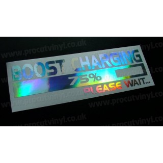 Boost Charging Silver Hologram Neo Mirror Chrome Car Window Bumper Sticker Decal