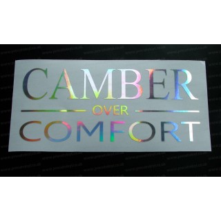 CAMBER over COMFORT Silver Hologram Neo Mirror Chrome Car Window Bumper Sticker Decal