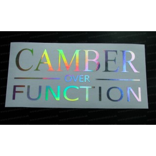 CAMBER over FUNCTION Silver Hologram Neo Mirror Chrome Car Window Bumper Sticker Decal