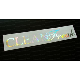 CLEAN FREAK Silver Hologram Neo Mirror Chrome Car Window Bumper Sticker Decal