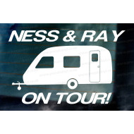 Personalised Custom Names Family on Tour Caravan Funny Novelty Vinyl Die Cut Car Window Bumper Sticker Decal