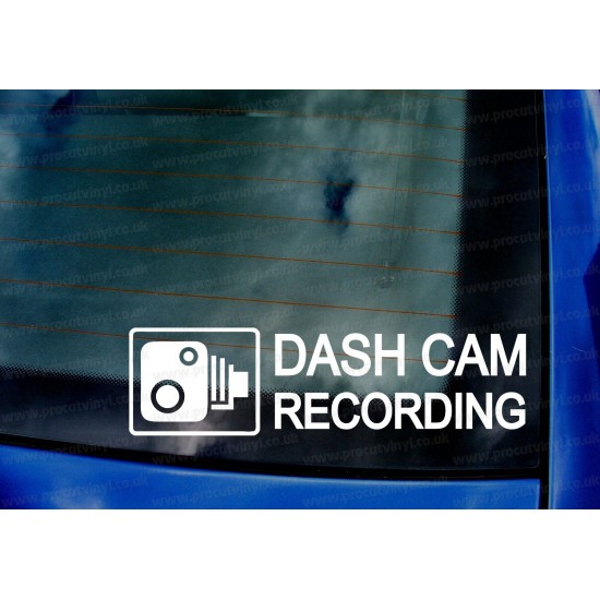DASH CAM Recording Window Bumper Vinyl Die Cut Sticker Decal