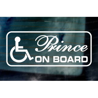 Disabled Prince Baby on Board Car Window Bumper Vinyl Die Cut Sticker Decal