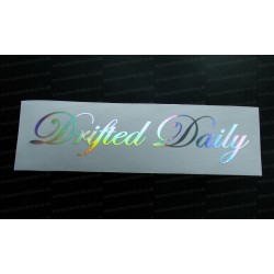 Drifted Daily Silver Hologram Neo Mirror Chrome Car Window Bumper Sticker Decal