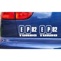 EP82 TURBO x2 Car Window Bumpers Stickers Decals
