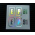 EP91 x2 Pair Silver Hologram Neo Mirror Chrome Car Window Bumper Stickers Decals
