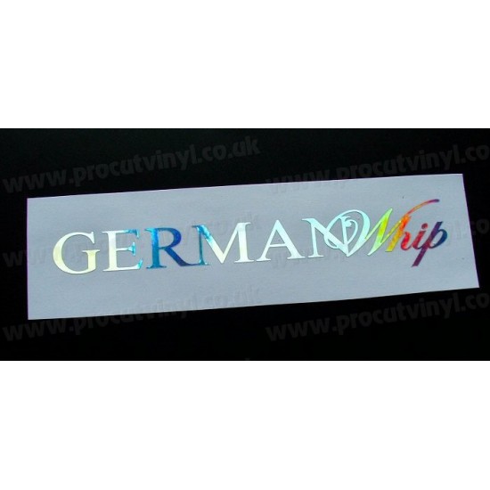 German Whip Silver Hologram Neo Mirror Chrome Car Window Bumper Sticker Decal