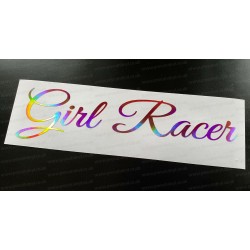 Girl Racer Rose Gold Pink Hologram Neo Mirror Chrome Car Window Bumper Sticker Decal