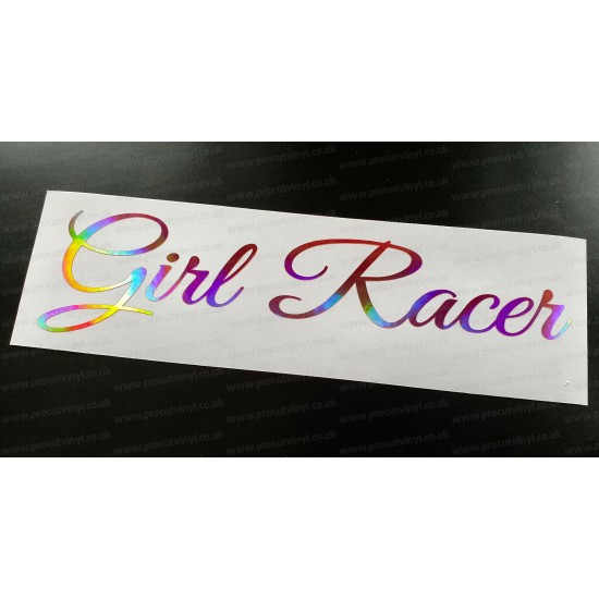 Girl Racer Rose Gold Pink Hologram Neo Mirror Chrome Car Window Bumper Sticker Decal