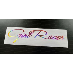 Girl Racer Rose Gold Pink Hologram Neo Mirror Chrome Car Window Bumper Sticker Decal