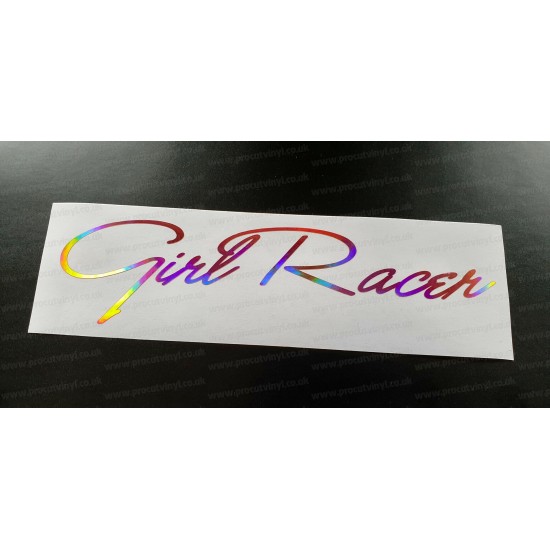 Girl Racer Rose Gold Pink Hologram Neo Mirror Chrome Car Window Bumper Sticker Decal