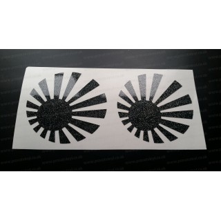 Rising Sun Round x2 Pair Glitter Metalflake Car Bumper Window Stickers Decals