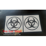 Zombie BIOHAZARD Sign x2 Pair Glitter Metalflake Car Bumper Window Stickers Decals