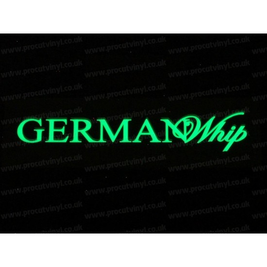 German Whip Small to Large Glow in the Dark Luminescent Stickers Decals x1