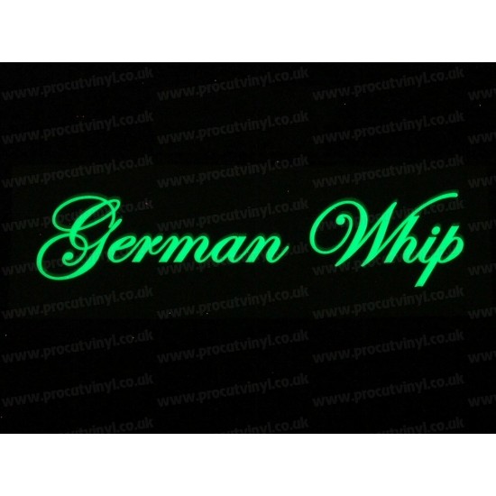 German Whip Small to Large Glow in the Dark Luminescent Stickers Decals x1