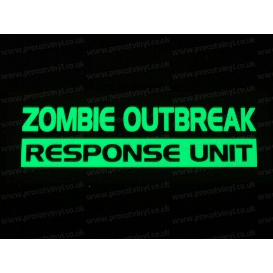 Zombie Outbreak Response Unit Small to Large Glow in the Dark Luminescent Stickers Decals x1