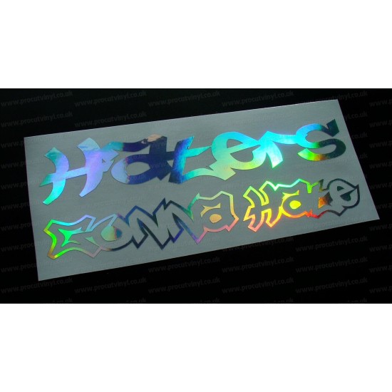 Haters Gonna Hate Silver Hologram Neo Mirror Chrome Car Window Bumper Sticker Decal