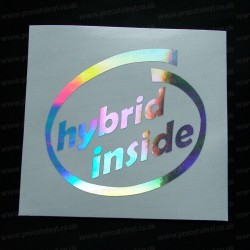 Hybrid inside Silver Hologram Neo Mirror Chrome Car Window Bumper Sticker Decal