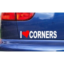 I Love Corners Funny Novelty Car Window Bumper Sticker Decal