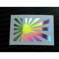 Rising Sun x1 Silver Hologram Neo Mirror Chrome Car Window Bumper Sticker Decal