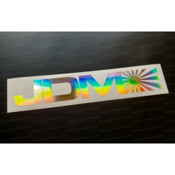 JDM Text Rising Sun Gold Silver Hologram Neo Mirror Chrome Car Window Bumper Sticker Decal