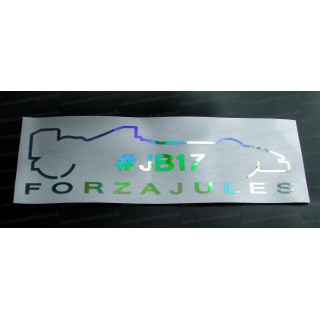 Jules Bianchi #JB17 RIP Memorial Tribute Silver Hologram Neo Mirror Chrome Car Window Bumper Sticker Decal ref:8