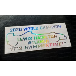 Lewis Hamilton "HAMMERTIME" #TEAM LH 2020 World Champion Silver Hologram Neo Chrome Car Window Bumper Sticker Decal