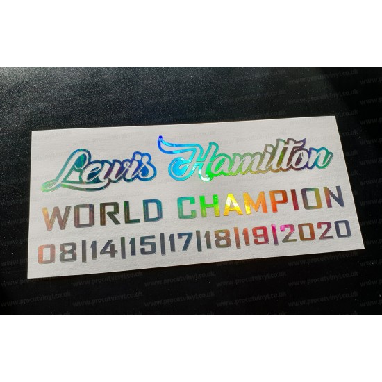 Lewis Hamilton 2020 7 Times World Champion Car Window Bumper Sticker Decal Silver Hologram Neo Chrome d2