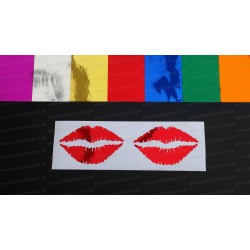 Lips Lipstick x2 Pair Chrome Mirror Colours Car Window Bumper Stickers Decals