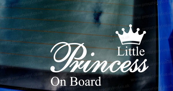 Little Princess On Board Car Window Bumper Vinyl Die Cut Sticker Decal - Pro Cut Stickers