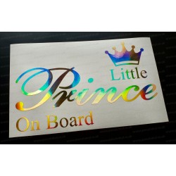 Little Prince On Board Gold Silver Hologram Neo Mirror Chrome Car Window Bumper Sticker Decal