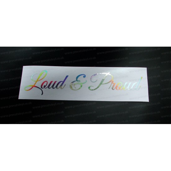 Loud & Proud Silver Hologram Neo Mirror Chrome Car Window Bumper Sticker Decal