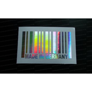 Made In Germany Barcode Silver Hologram Neo Mirror Chrome Car Window Bumper Sticker Decal