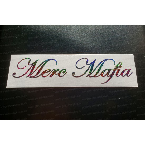 Merc Mafia Vinyl Die Cut Window Bumper Sticker Decal Graphic Rainbow Glitter Vinyls