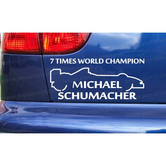 Michael Schumacher 7 Times World Champion Car Window Bumper Sticker Decal