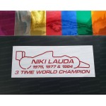 Niki Lauda RIP Memorial Fan Tribute Formula 1 F1 Legend 3 Time World Champion ref:4 Coloured Chromes Stickers Decals Graphics