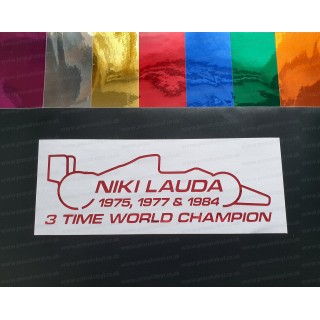 Niki Lauda RIP Memorial Fan Tribute Formula 1 F1 Legend 3 Time World Champion ref:4 Coloured Chromes Stickers Decals Graphics
