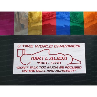 Niki Lauda RIP Memorial Fan Tribute Formula 1 F1 Legend 3 Time World Champion ref:5 Coloured Chromes Stickers Decals Graphics