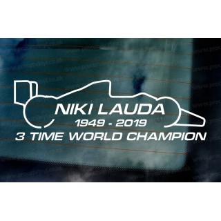 Niki Lauda RIP Memorial Fan Tribute Formula 1 F1 Legend 3 Time World Champion ref:1 Car Window Bumper Sticker Decal Graphic