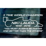 Niki Lauda RIP Memorial Fan Tribute Formula 1 F1 Legend 3 Time World Champion ref:3 Car Window Bumper Sticker Decal Graphic
