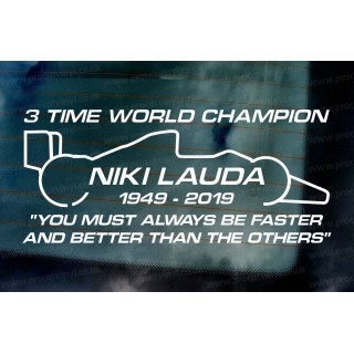 Niki Lauda RIP Memorial Fan Tribute Formula 1 F1 Legend 3 Time World Champion ref:3 Car Window Bumper Sticker Decal Graphic
