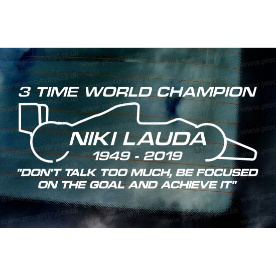Niki Lauda RIP Memorial Fan Tribute Formula 1 F1 Legend 3 Time World Champion ref:5 Car Window Bumper Sticker Decal Graphic