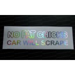 No Fat Chicks Car Will Scrape Silver Hologram Neo Mirror Chrome Car Window Bumper Sticker Decal