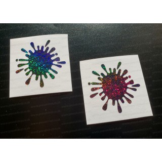 Paint Splat x2 Pair Rainbow Glitter Vinyls Car Window Bumper Stickers Decals ref:3