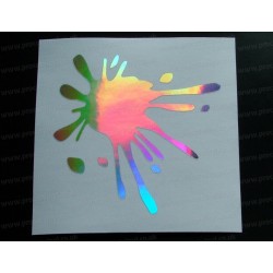 Paint Splat x1 Silver Hologram Neo Mirror Chrome Car Window Bumper Stickers Decals ref:1