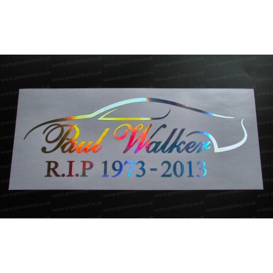 Paul Walker Supra RIP Memorial Tirbute Silver Hologram Neo Mirror Chrome Car Window Bumper Sticker Decal